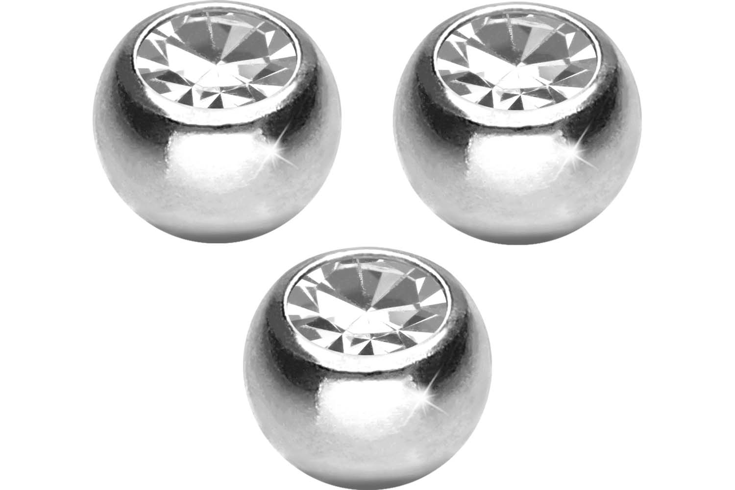 SET Titan Schraubkugel KRISTALL von Piercingline